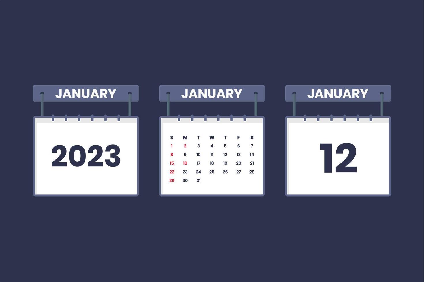 12 januari 2023 kalender icoon voor schema, afspraak, belangrijk datum concept vector