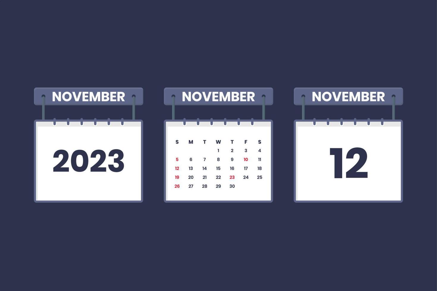 12 november 2023 kalender icoon voor schema, afspraak, belangrijk datum concept vector