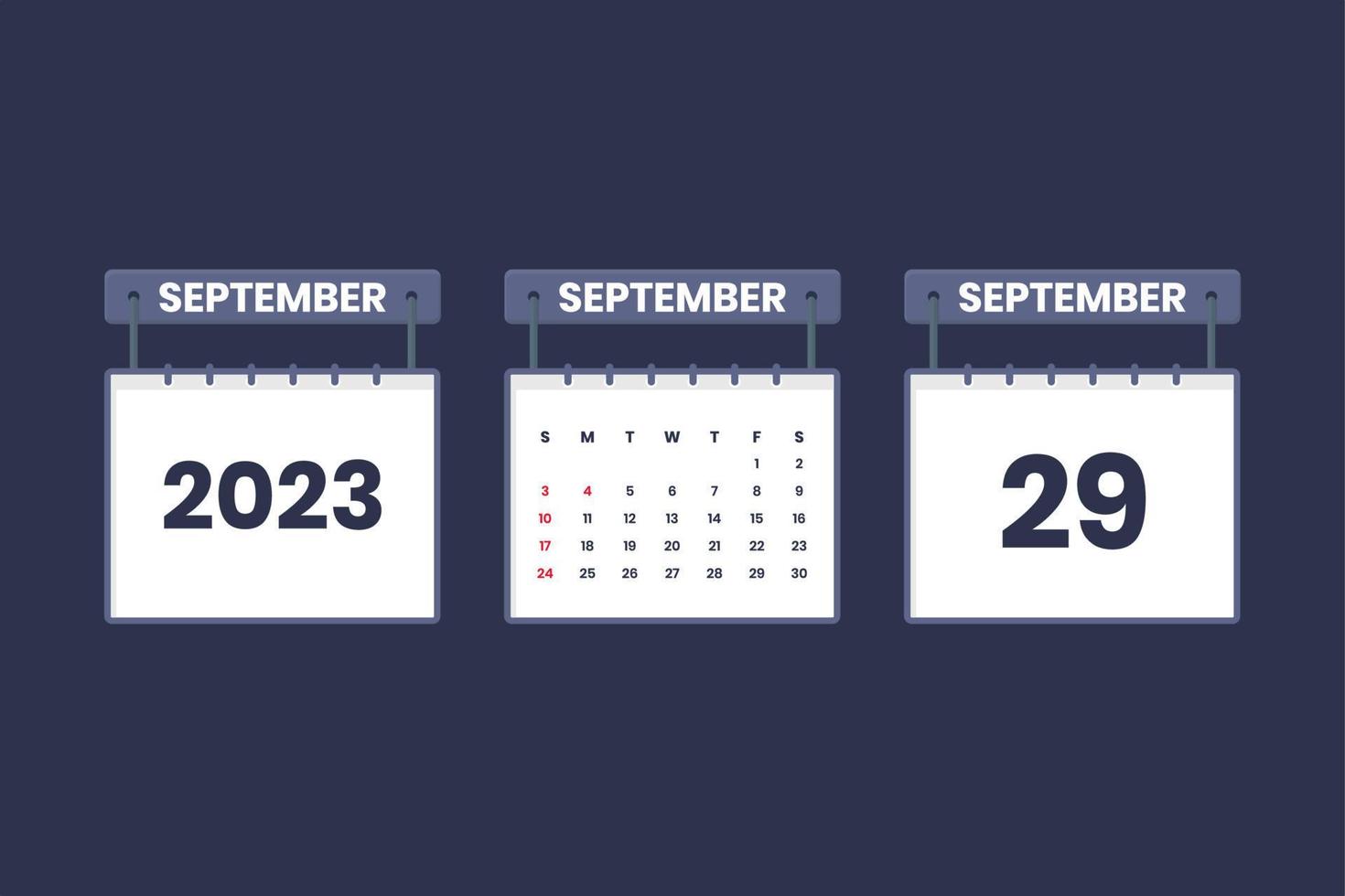29 september 2023 kalender icoon voor schema, afspraak, belangrijk datum concept vector