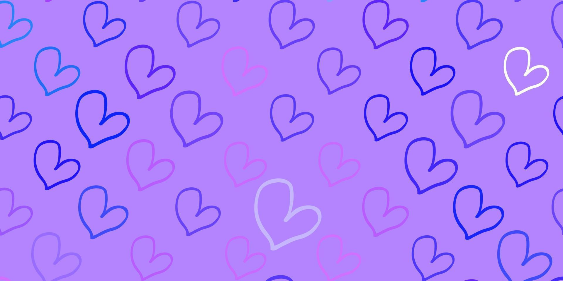 lichtpaarse vector sjabloon met doodle harten.