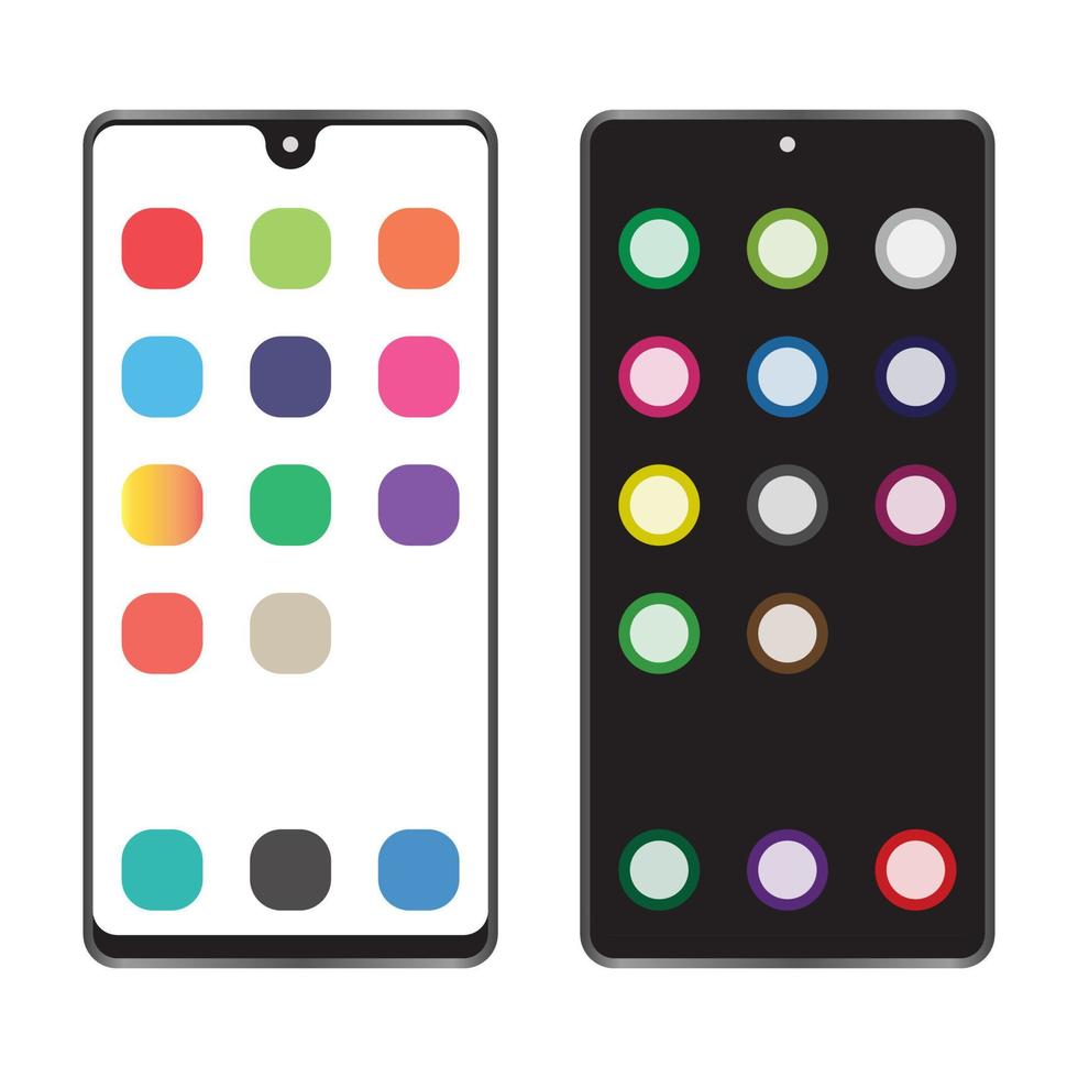 vlak kleur icoon een android mobiel telefoon of smartphone met kleurrijk apps vector