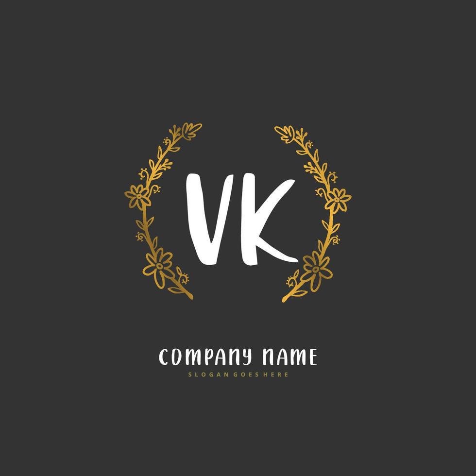 vk eerste handschrift en handtekening logo ontwerp met cirkel. mooi ontwerp handgeschreven logo voor mode, team, bruiloft, luxe logo. vector