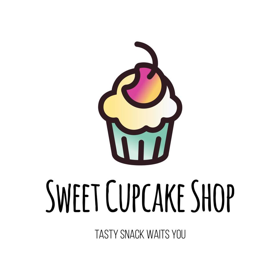 zoet cupcake winkel plat vector logo ontwerp