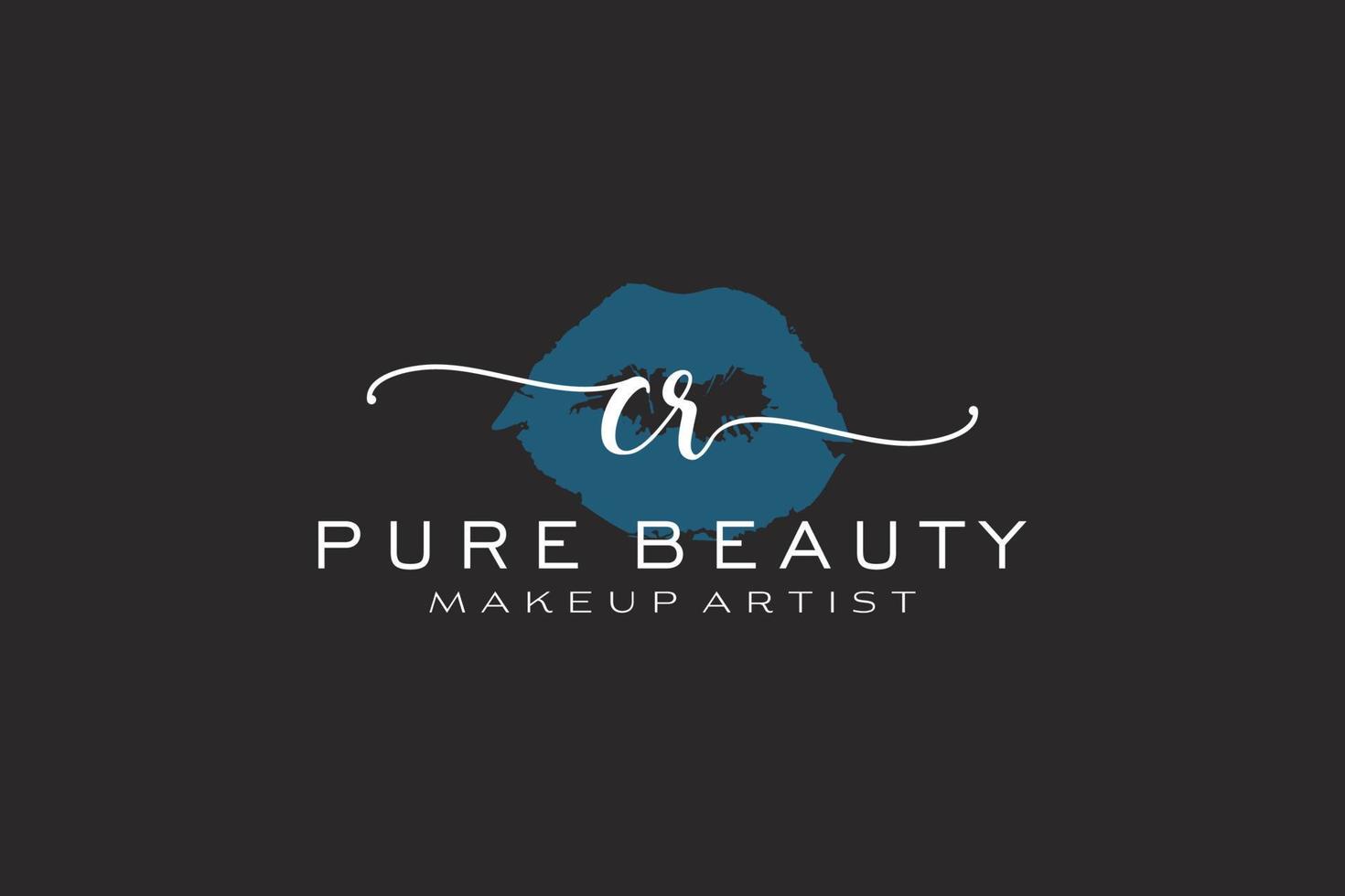 eerste cr waterverf lippen premade logo ontwerp, logo voor bedenken artiest bedrijf branding, blozen schoonheid winkel logo ontwerp, schoonschrift logo met creatief sjabloon. vector