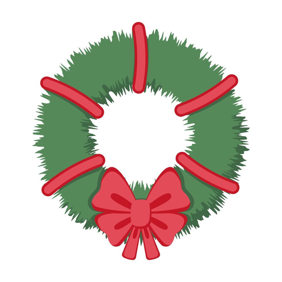 Kerstmis krans met rood boog. vector illustratie