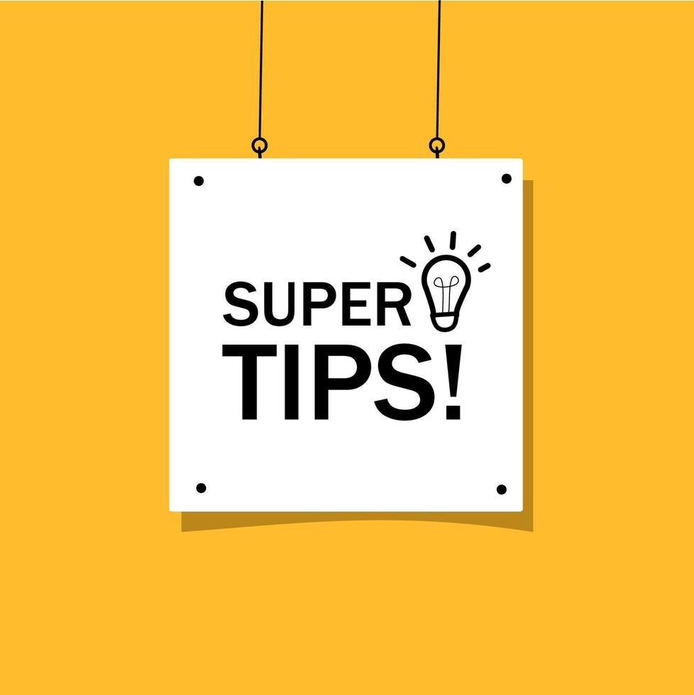 super tips. banier ontwerp met gloeilamp icoon. vector. vector