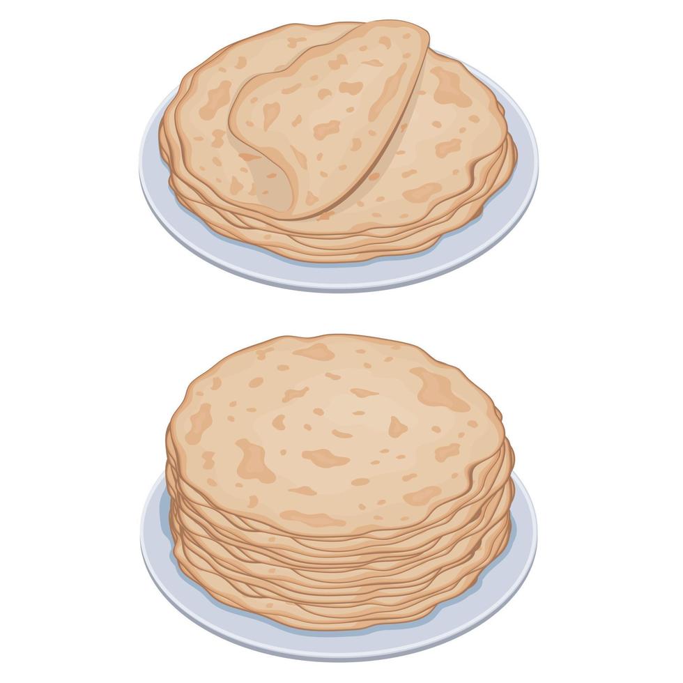 stack van pannekoeken Aan een bord, kleur vector geïsoleerd cartoon-stijl illustratie