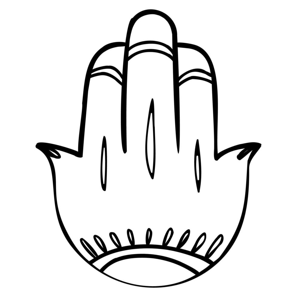 hand- getrokken hamsa hand. vector symbool yoga.