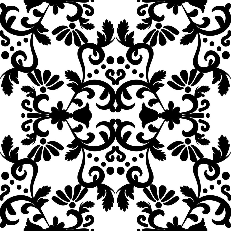 zwart fantasie naadloos patroon met wervelingen en bloemen. wijnoogst behang voor huis decor. vector. vector