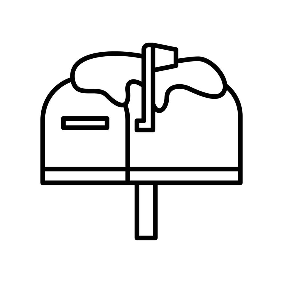 postbus icoon met sneeuw stapel in zwart schets stijl vector