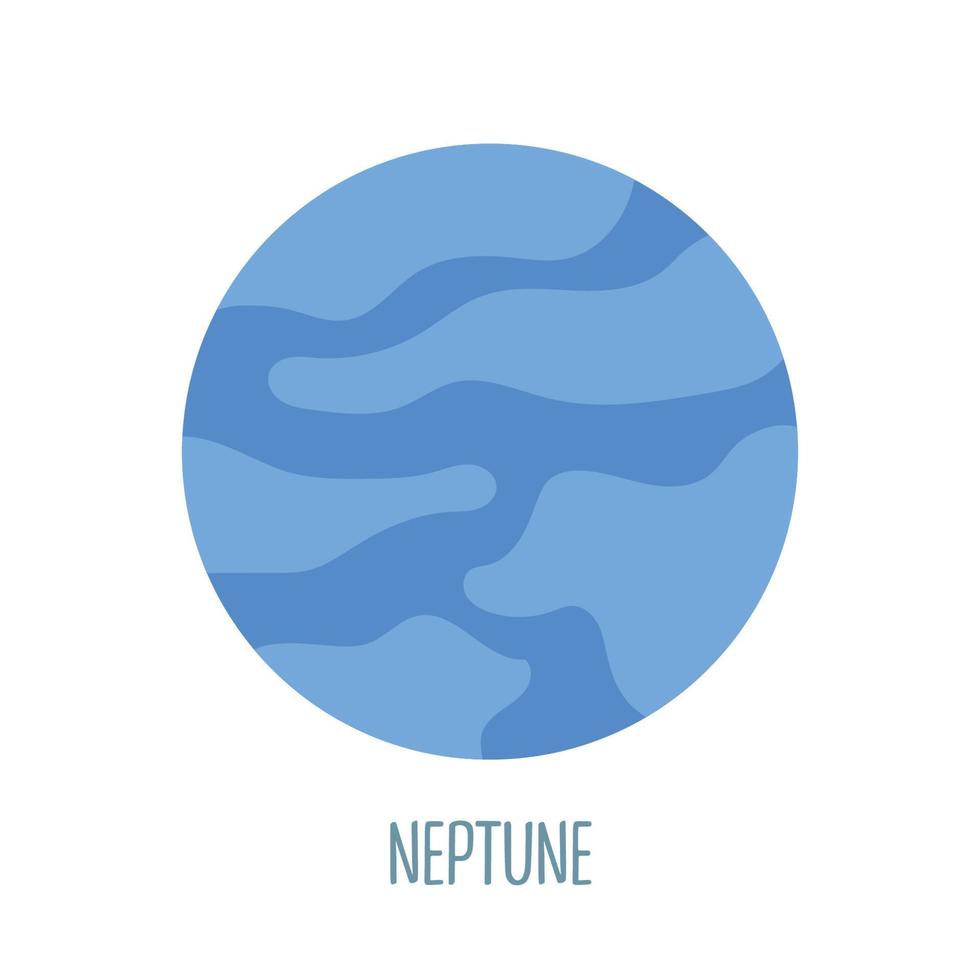 Neptunus. planeet van de zonne- systeem Aan een wit achtergrond. vector illustratie in tekenfilm stijl voor kinderen. icoon van de planeet