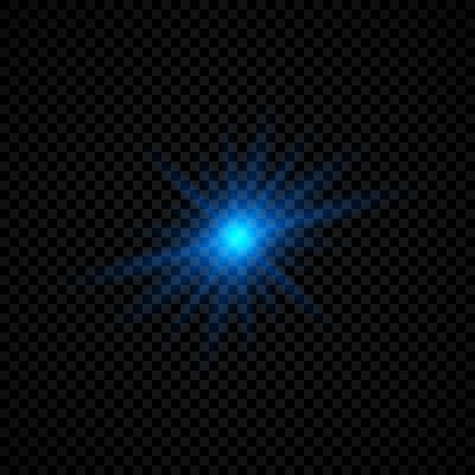 licht effect van lens fakkels. blauw gloeiend lichten starburst Effecten met schittert. vector illustratie