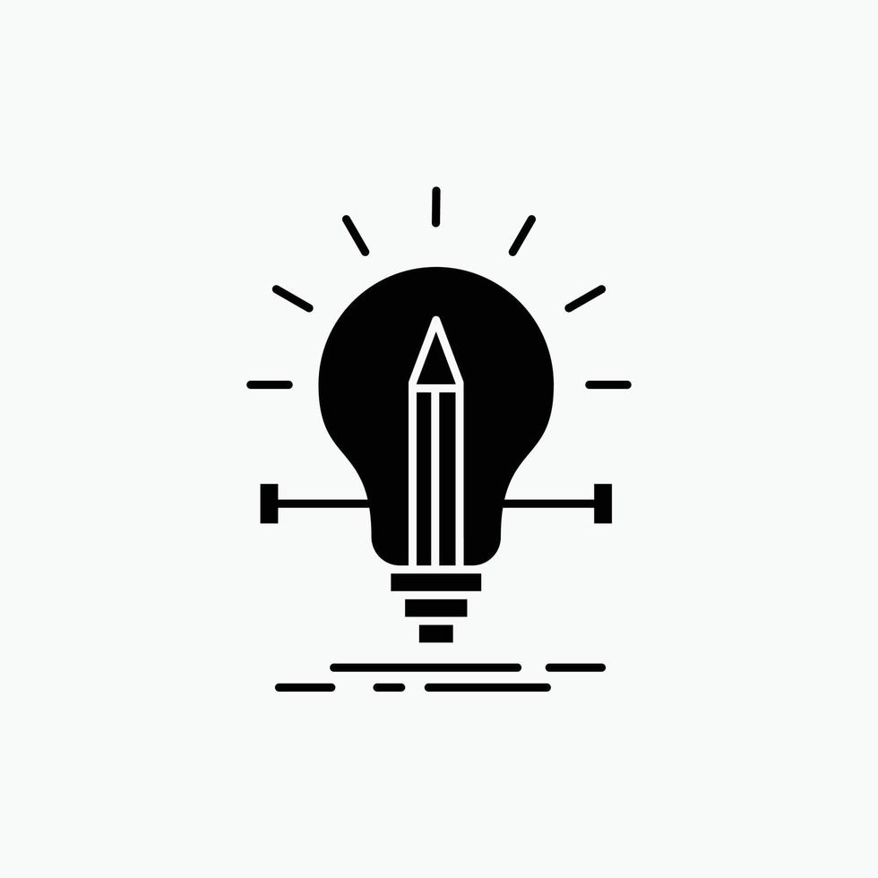 lamp. creatief. oplossing. licht. potlood glyph icoon. vector geïsoleerd illustratie