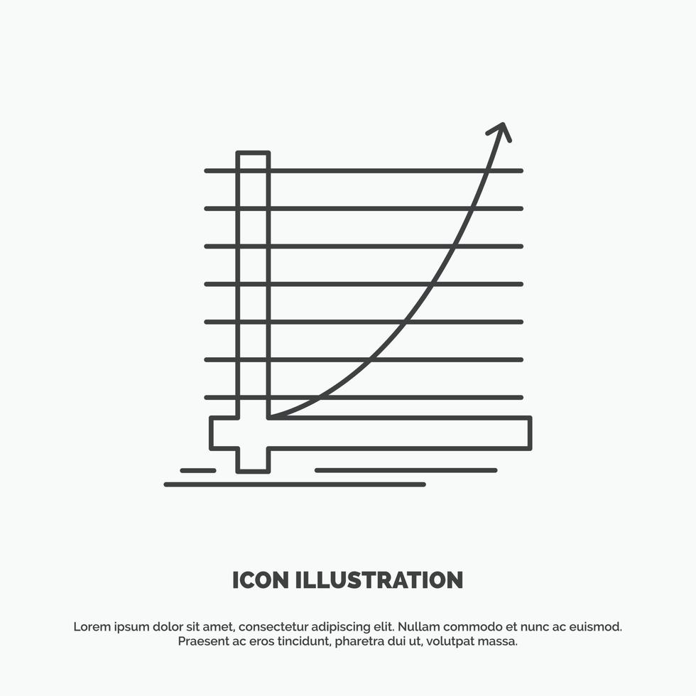 pijl. grafiek. kromme. beleven. doel icoon. lijn vector grijs symbool voor ui en ux. website of mobiel toepassing