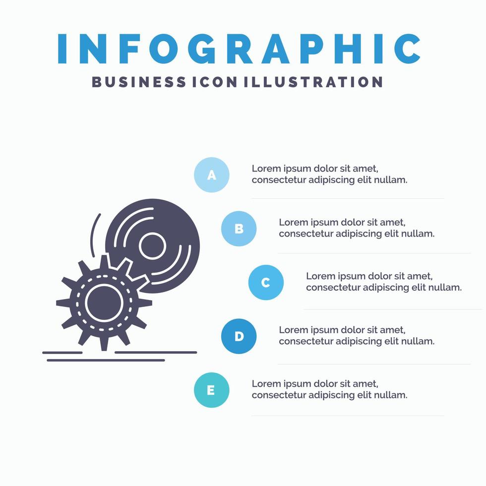 CD. schijf. installeren. software. DVD infographics sjabloon voor website en presentatie. glyph grijs icoon met blauw infographic stijl vector illustratie.