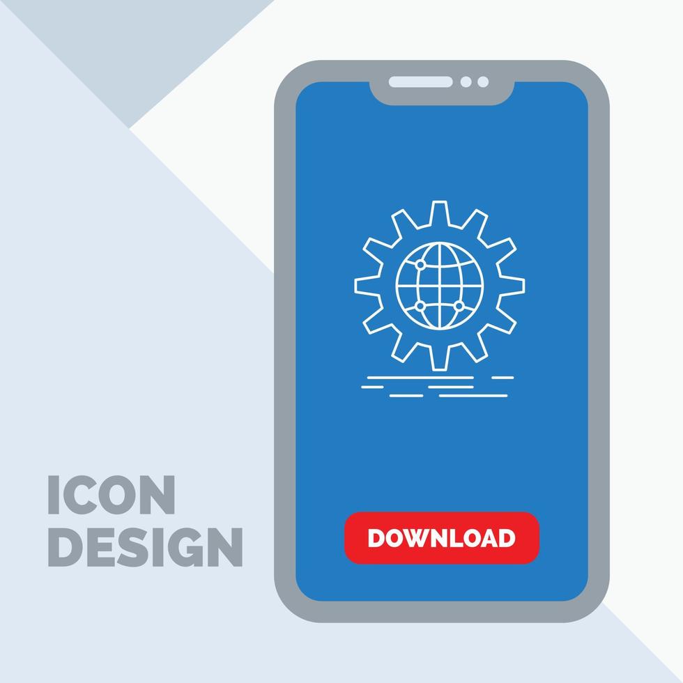 Internationale. bedrijf. wereldbol. wereld breed. uitrusting lijn icoon in mobiel voor downloaden bladzijde vector