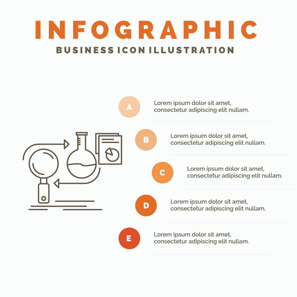 analyse. bedrijf. ontwikkelen. ontwikkeling. markt infographics sjabloon voor website en presentatie. lijn grijs icoon met oranje infographic stijl vector illustratie