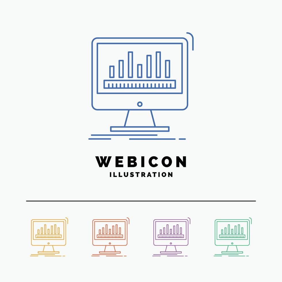 analyses. verwerken. dashboard. gegevens. statistieken 5 kleur lijn web icoon sjabloon geïsoleerd Aan wit. vector illustratie