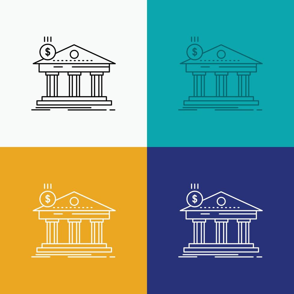 architectuur. bank. bankieren. gebouw. federaal icoon over- divers achtergrond. lijn stijl ontwerp. ontworpen voor web en app. eps 10 vector illustratie