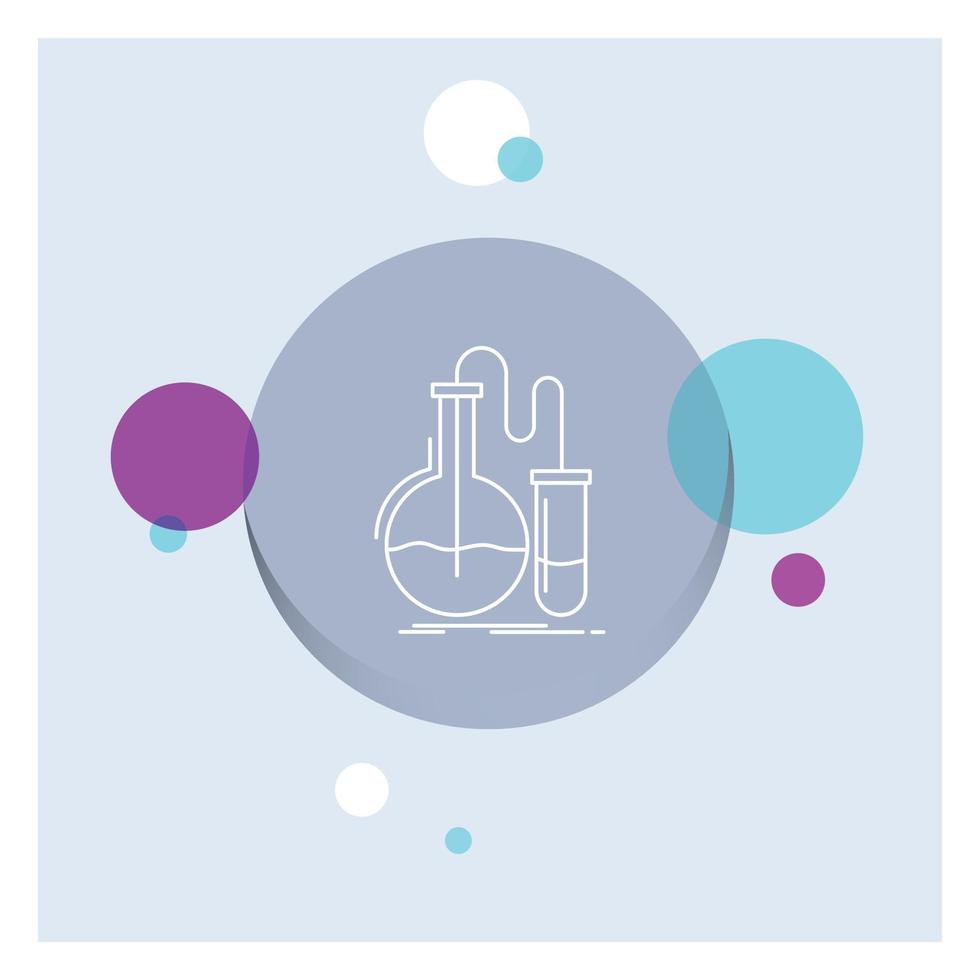 analyse. chemie. fles. Onderzoek. test wit lijn icoon kleurrijk cirkel achtergrond vector