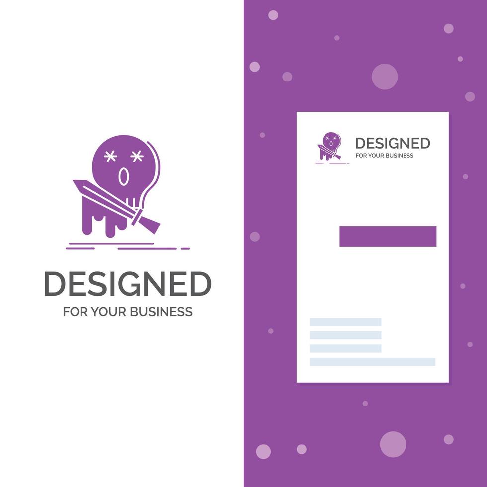 bedrijf logo voor dood. frag. spel. doden. zwaard. verticaal Purper bedrijf .bezoeken kaart sjabloon. creatief achtergrond vector illustratie