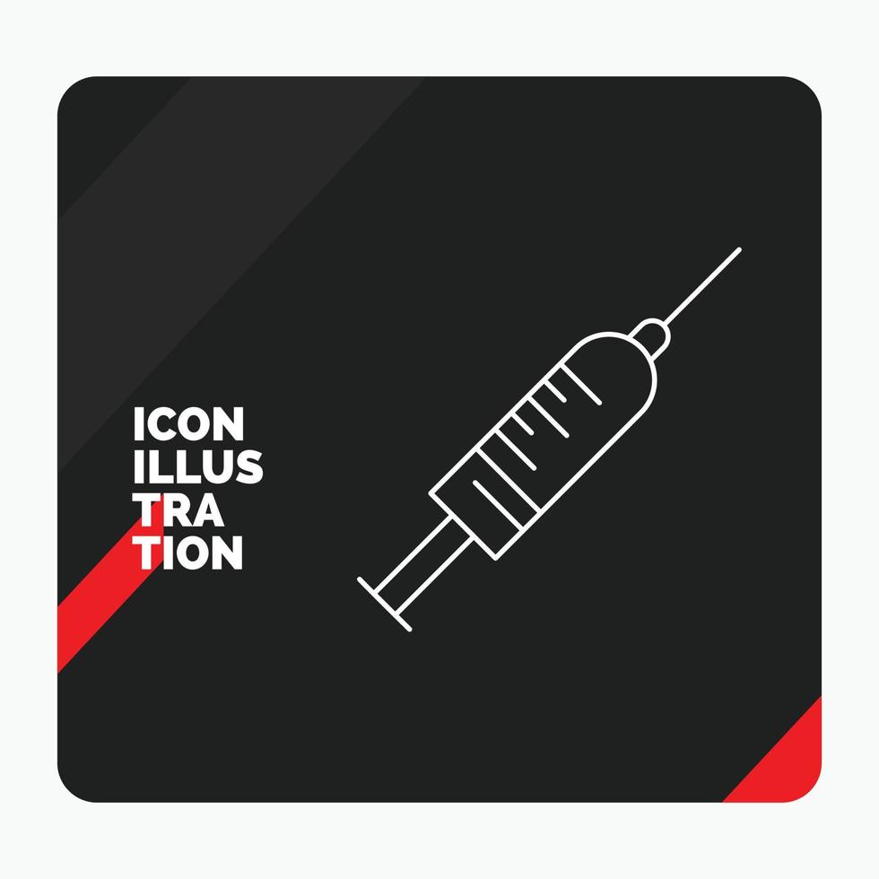 rood en zwart creatief presentatie achtergrond voor spuit. injectie. vaccin. naald. schot lijn icoon vector