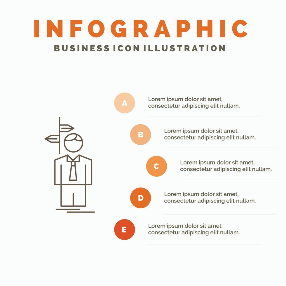 pijl. keuze. Kiezen. beslissing. richting infographics sjabloon voor website en presentatie. lijn grijs icoon met oranje infographic stijl vector illustratie