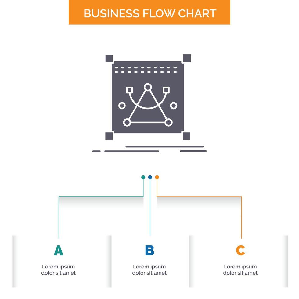 3d. Bewerk. bewerken. voorwerp. formaat wijzigen bedrijf stromen tabel ontwerp met 3 stappen. glyph icoon voor presentatie achtergrond sjabloon plaats voor tekst. vector