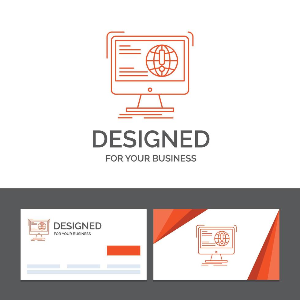 bedrijf logo sjabloon voor informatie. inhoud. ontwikkeling. website. web. oranje bezoekende kaarten met merk logo sjabloon vector
