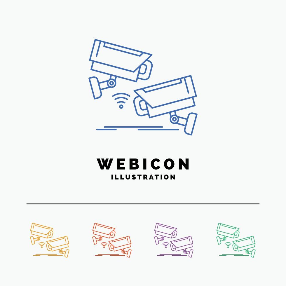 kabeltelevisie. camera. veiligheid. toezicht. technologie 5 kleur lijn web icoon sjabloon geïsoleerd Aan wit. vector illustratie