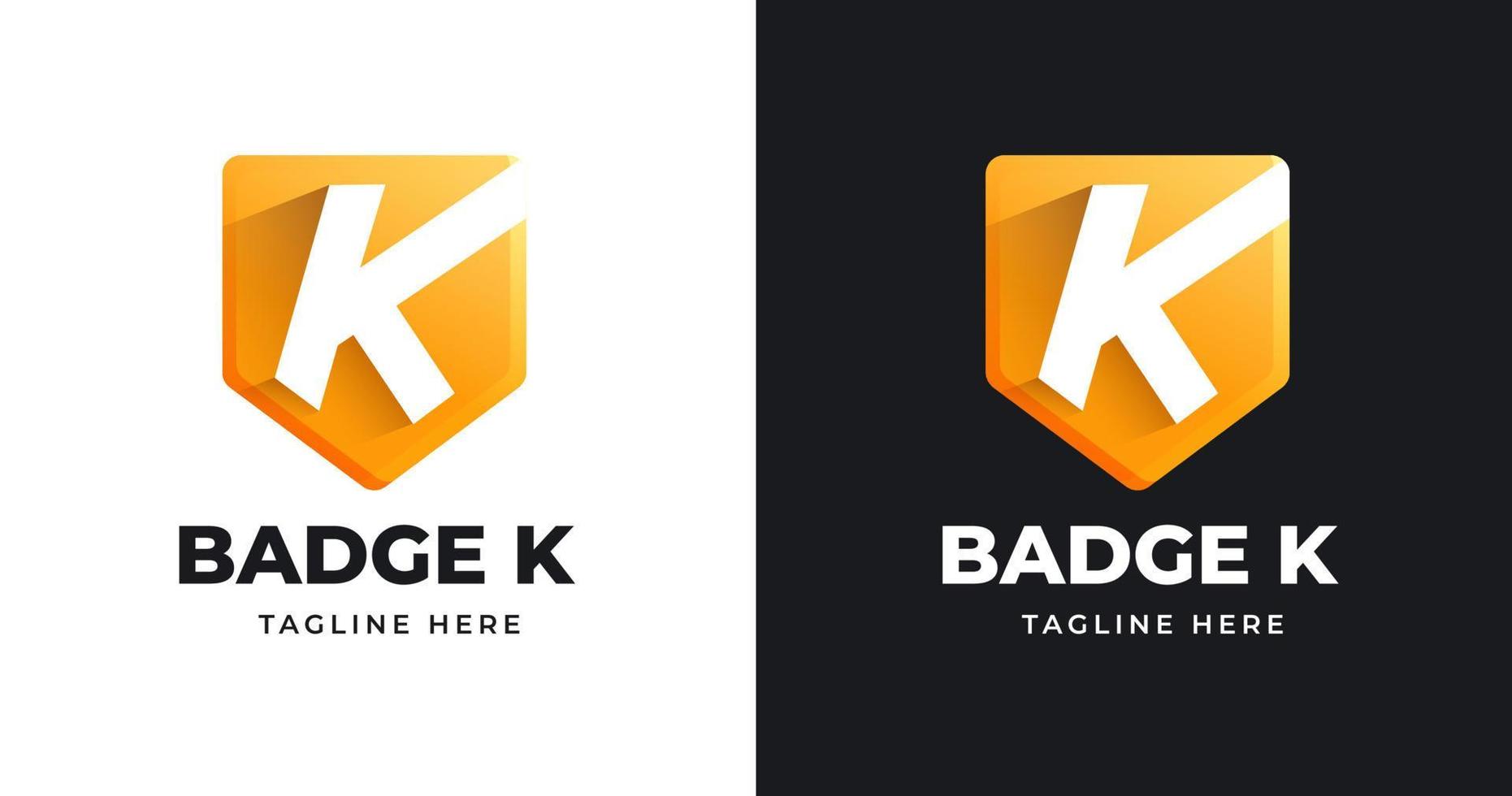 brief k logo ontwerp sjabloon met schild vorm stijl vector