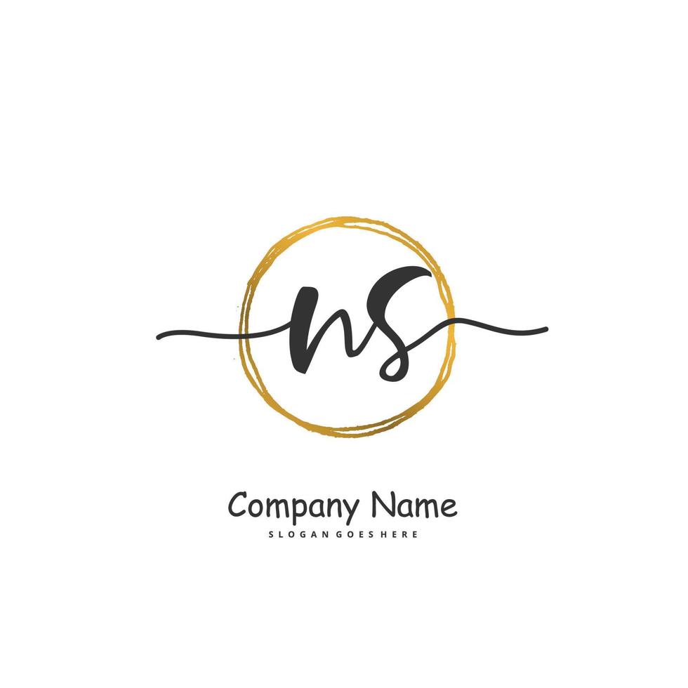 NS eerste handschrift en handtekening logo ontwerp met cirkel. mooi ontwerp handgeschreven logo voor mode, team, bruiloft, luxe logo. vector