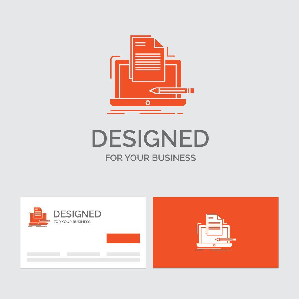 bedrijf logo sjabloon voor codeur. codering. computer. lijst. papier. oranje bezoekende kaarten met merk logo sjabloon. vector