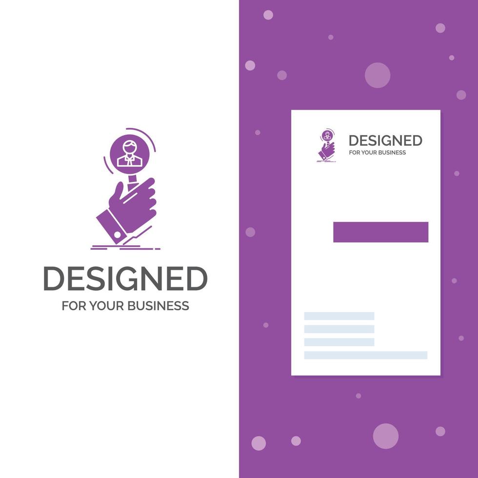 bedrijf logo voor werving. zoeken. vind. menselijk bron. mensen. verticaal Purper bedrijf .bezoeken kaart sjabloon. creatief achtergrond vector illustratie