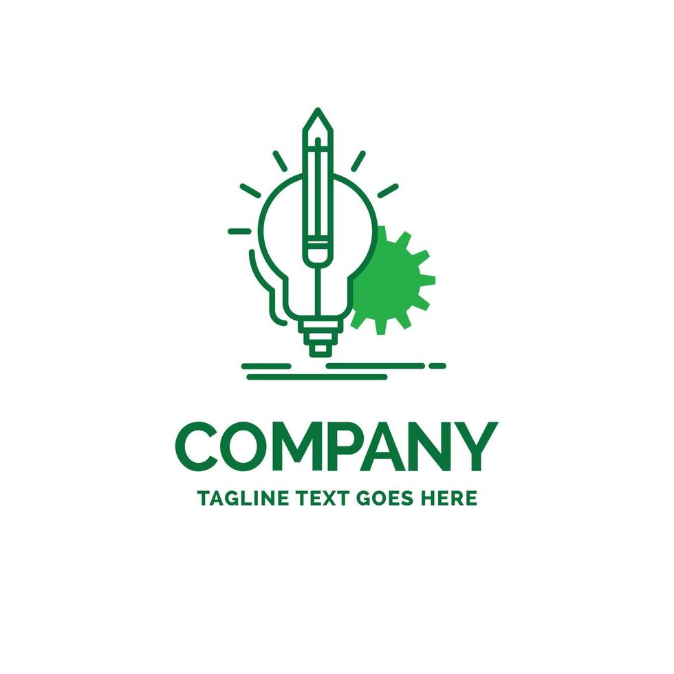 idee. in zicht. sleutel. lamp. gloeilamp vlak bedrijf logo sjabloon. creatief groen merk naam ontwerp. vector