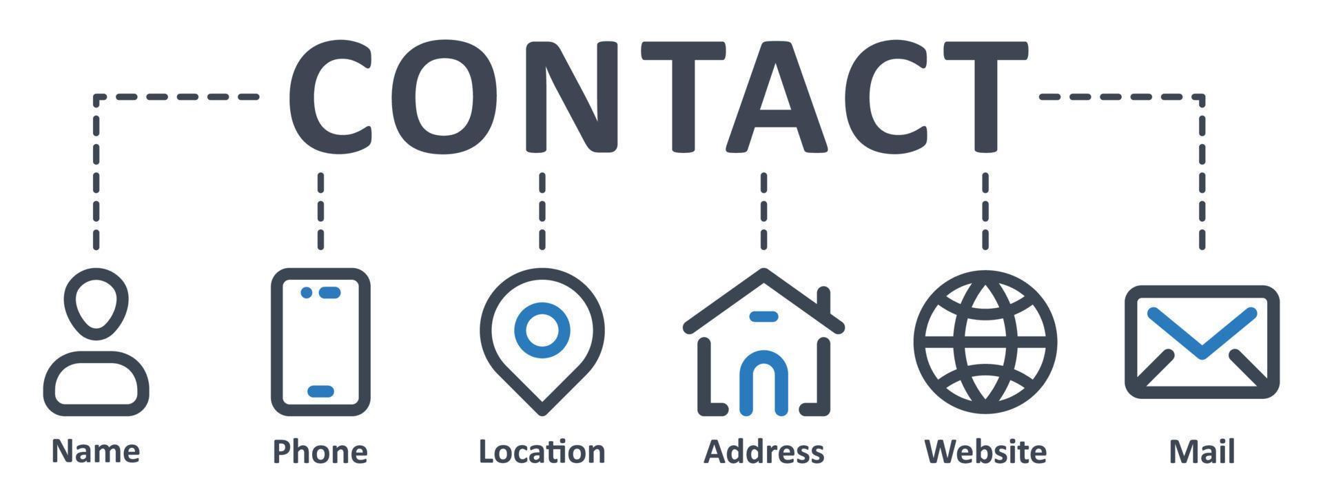 contact icoon - vector illustratie . contact, naam, telefoon, adres, plaats, website, mail, bedrijf kaart, infografisch, sjabloon, presentatie, concept, banier, icoon set, pictogrammen .