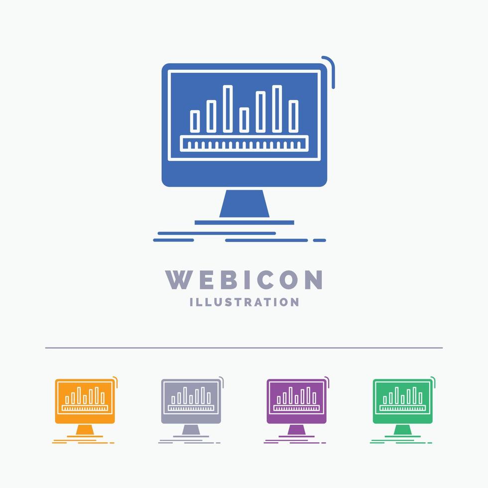 analyses. verwerken. dashboard. gegevens. statistieken 5 kleur glyph web icoon sjabloon geïsoleerd Aan wit. vector illustratie