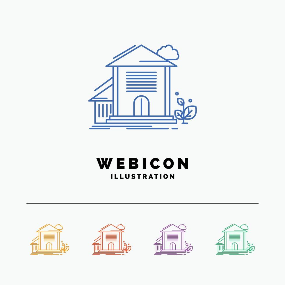 huis. huis. appartement. gebouw. kantoor 5 kleur lijn web icoon sjabloon geïsoleerd Aan wit. vector illustratie