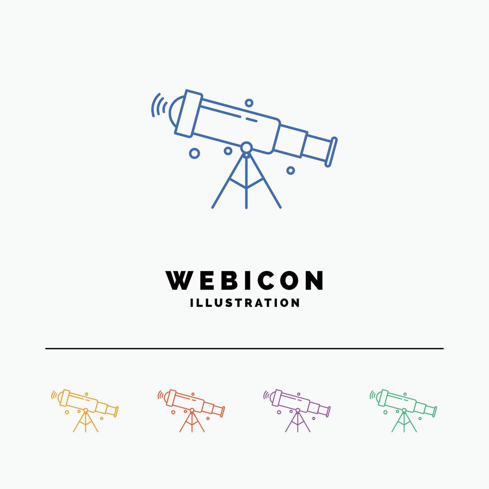 telescoop. astronomie. ruimte. visie. zoom 5 kleur lijn web icoon sjabloon geïsoleerd Aan wit. vector illustratie