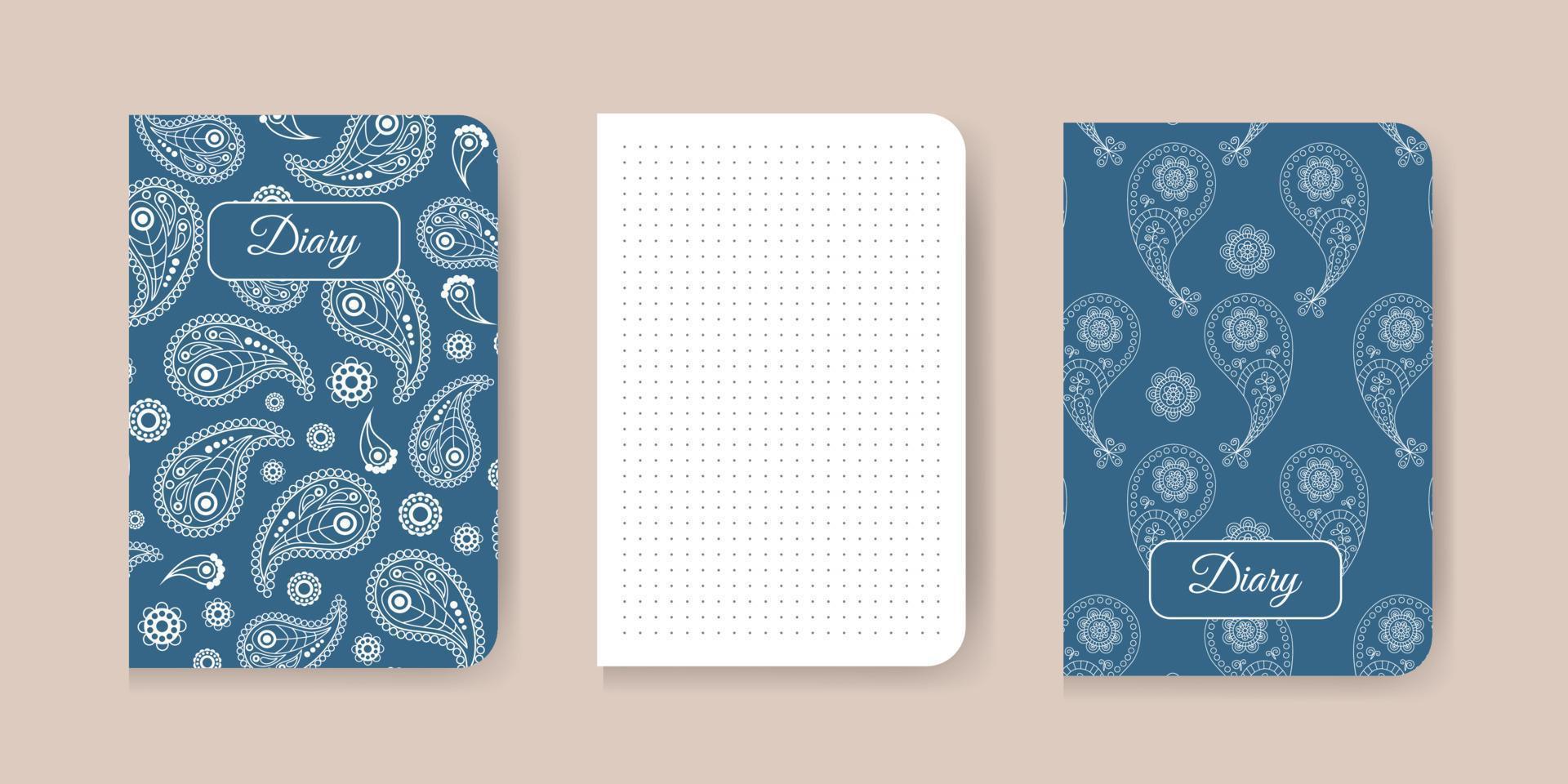 Hoes ontwerp voor een notitieboekje, dagboek met een patroon vector
