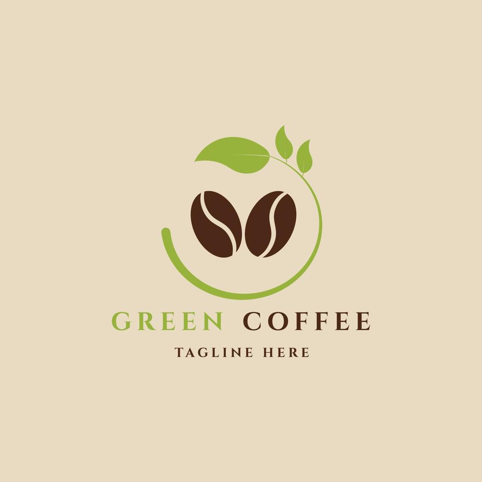groen koffie wijnoogst logo met blad vector illustratie ontwerp