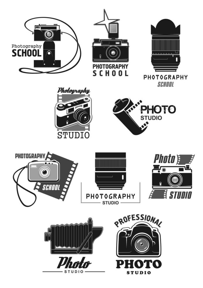 fotografie studio icoon reeks met foto camera vector
