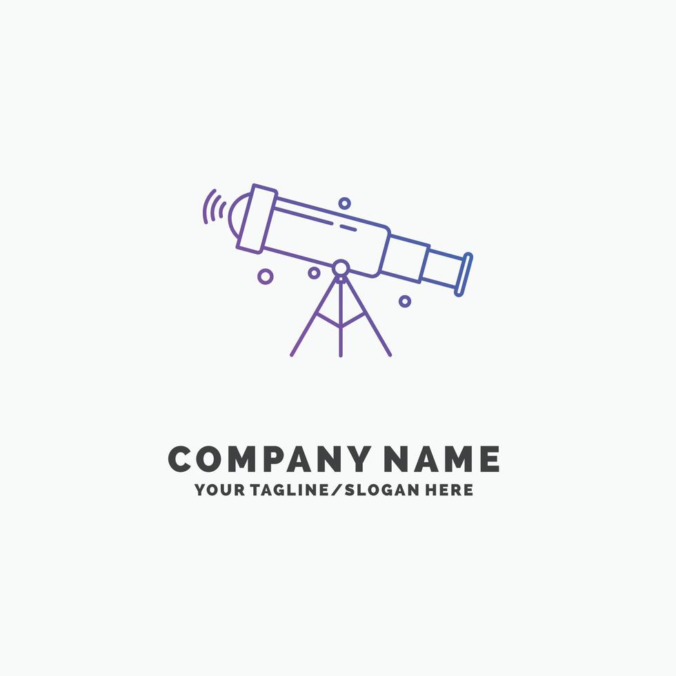 telescoop. astronomie. ruimte. visie. zoom Purper bedrijf logo sjabloon. plaats voor slogan vector