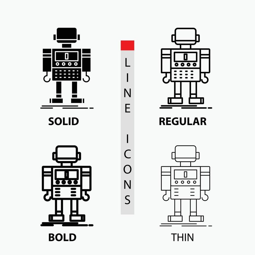 autonoom. machine. robot. robotachtig. technologie icoon in dun. normaal. stoutmoedig lijn en glyph stijl. vector illustratie