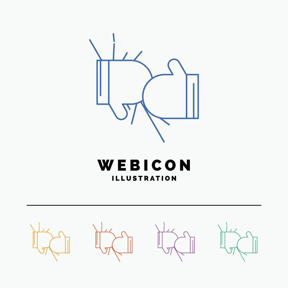 doos. boksen. wedstrijd. gevecht. handschoenen 5 kleur lijn web icoon sjabloon geïsoleerd Aan wit. vector illustratie