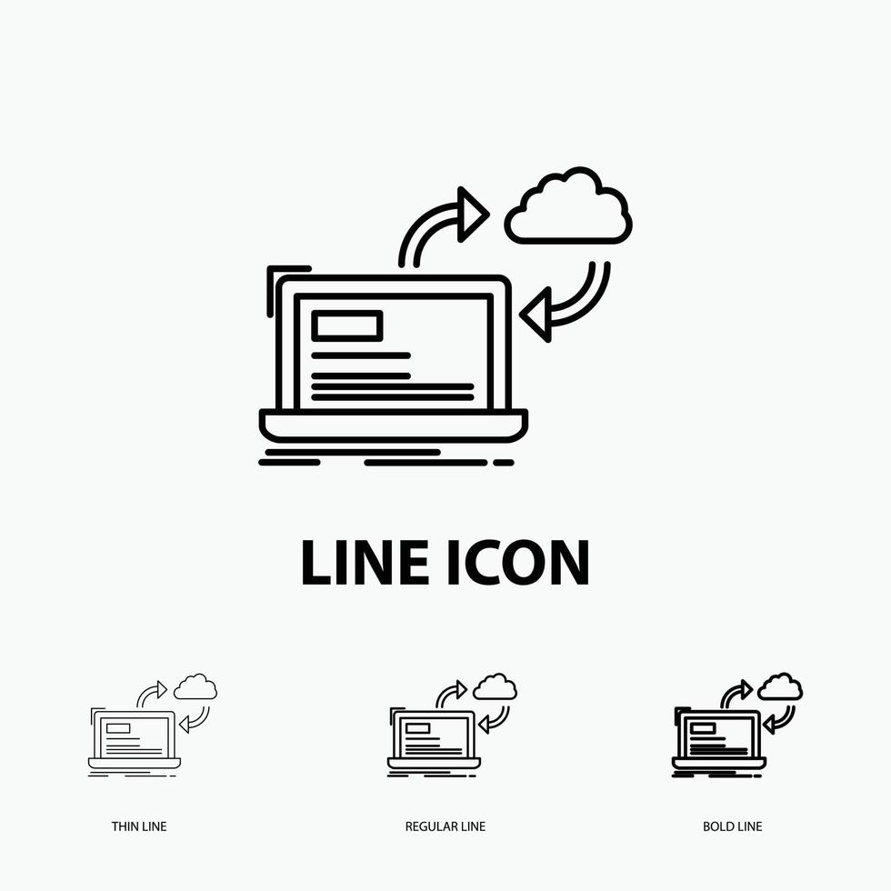 synchroniseren. verwerken. gegevens. dashboard. pijlen icoon in dun. regelmatig en stoutmoedig lijn stijl. vector illustratie