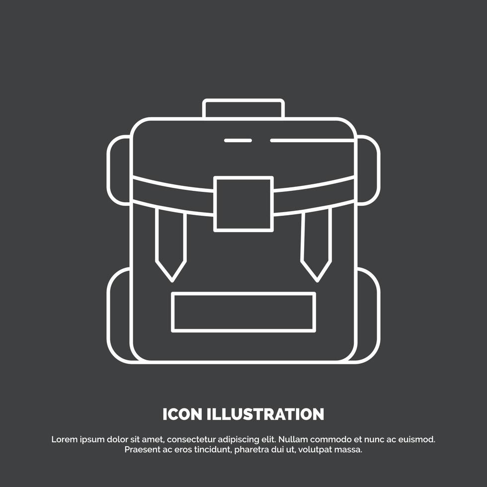 tas. camping. rits. hiking. bagage icoon. lijn vector symbool voor ui en ux. website of mobiel toepassing