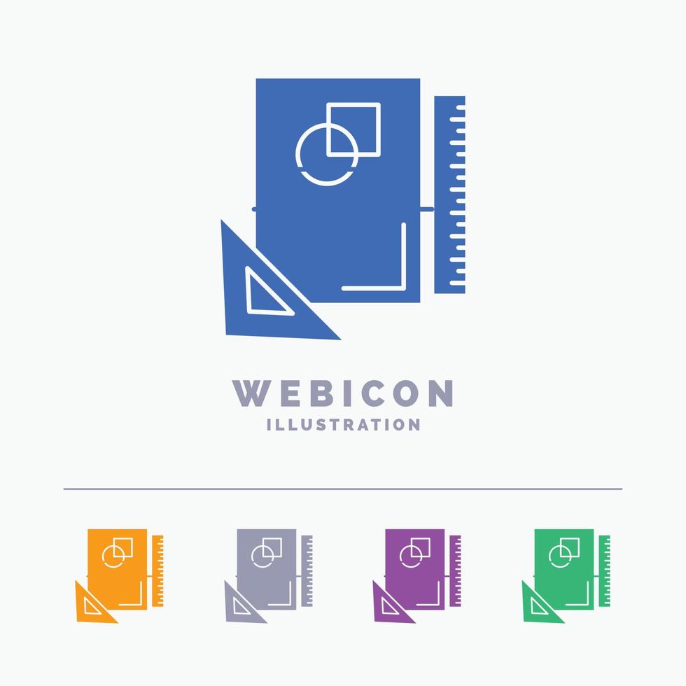 ontwerp. indeling. bladzijde. schetsen. schetsen 5 kleur glyph web icoon sjabloon geïsoleerd Aan wit. vector illustratie