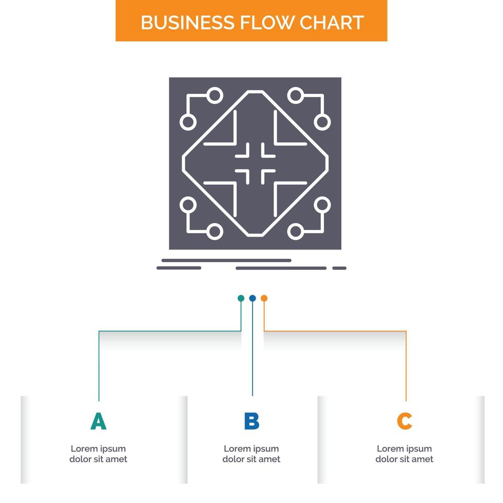 gegevens. infrastructuur. netwerk. Matrix. rooster bedrijf stromen tabel ontwerp met 3 stappen. glyph icoon voor presentatie achtergrond sjabloon plaats voor tekst. vector