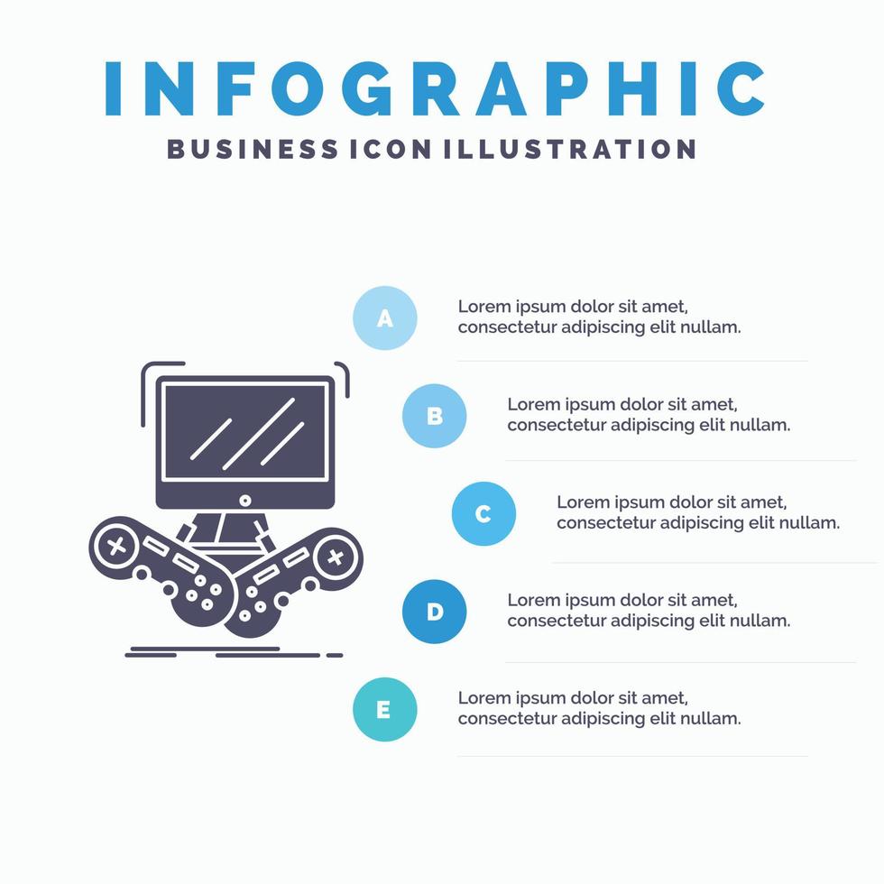 spel. gamen. internetten. meervoud. online infographics sjabloon voor website en presentatie. glyph grijs icoon met blauw infographic stijl vector illustratie.